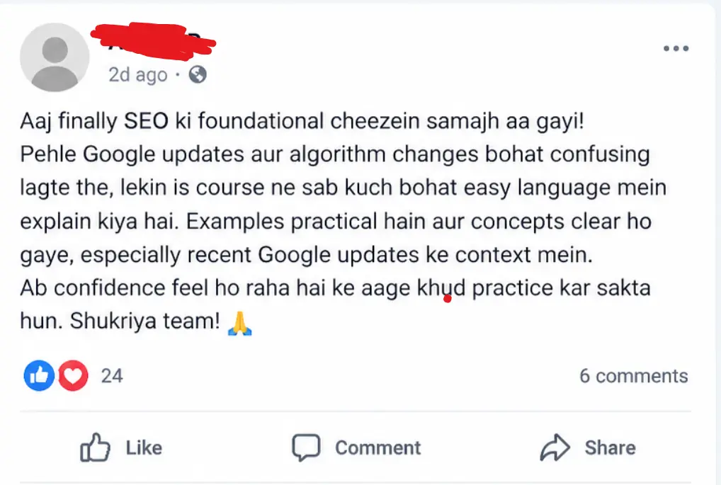 Original student testimonial 1